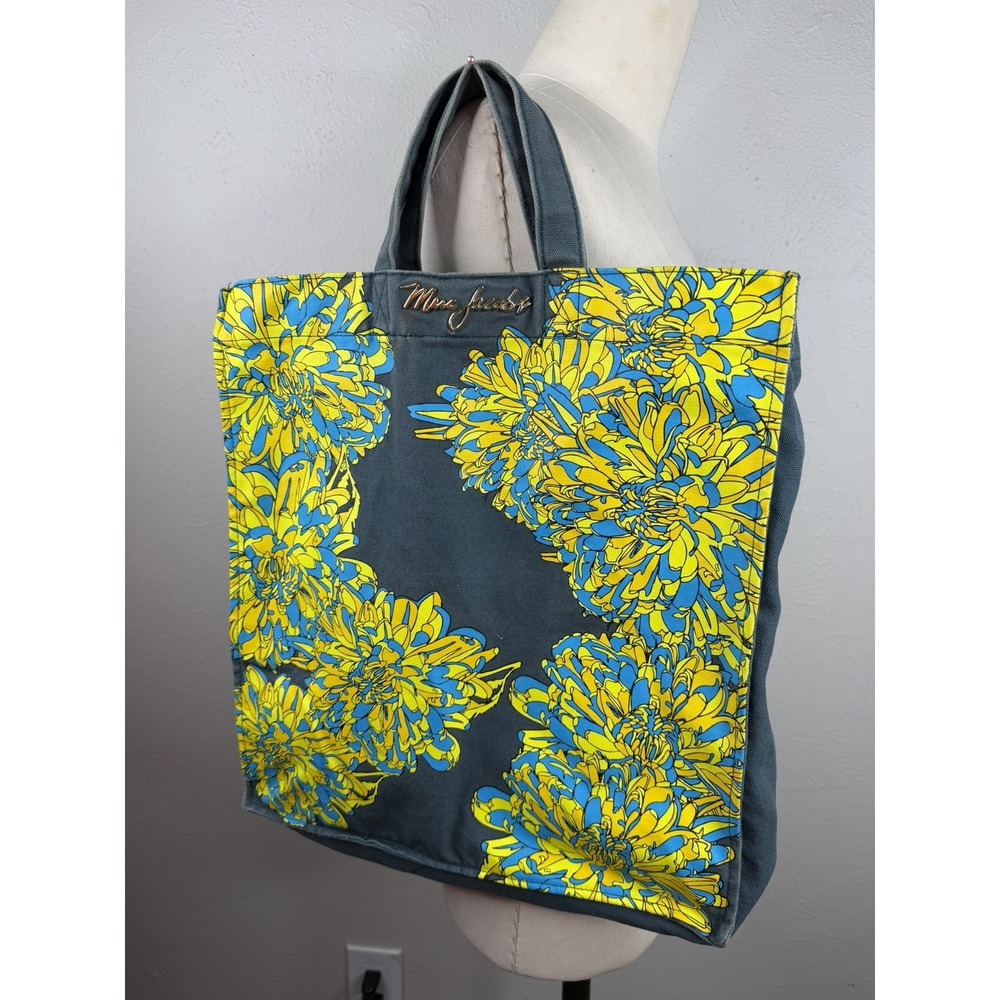 Marc By Marc Jacobs Canvas Floral Tote Crossbody shoulder Bag Green Yellow Y2K - Picture 7 of 7